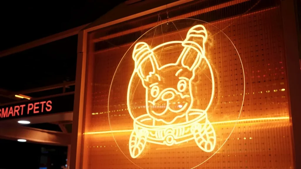 Neon dog sign for smart pets store